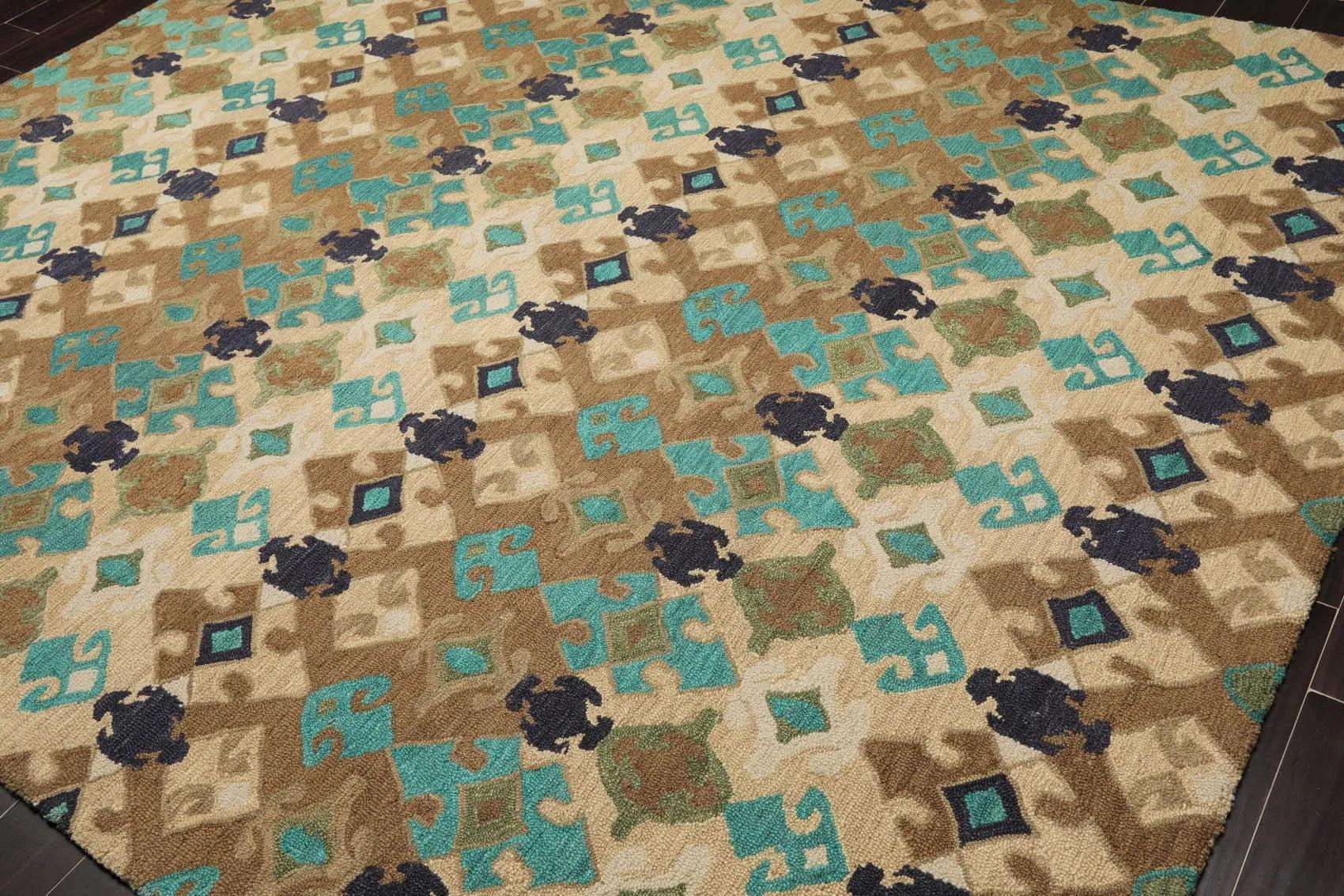 Multi Sizes Handmade 100% Wool Modern Loop & Cut Pile Area Rug Beige