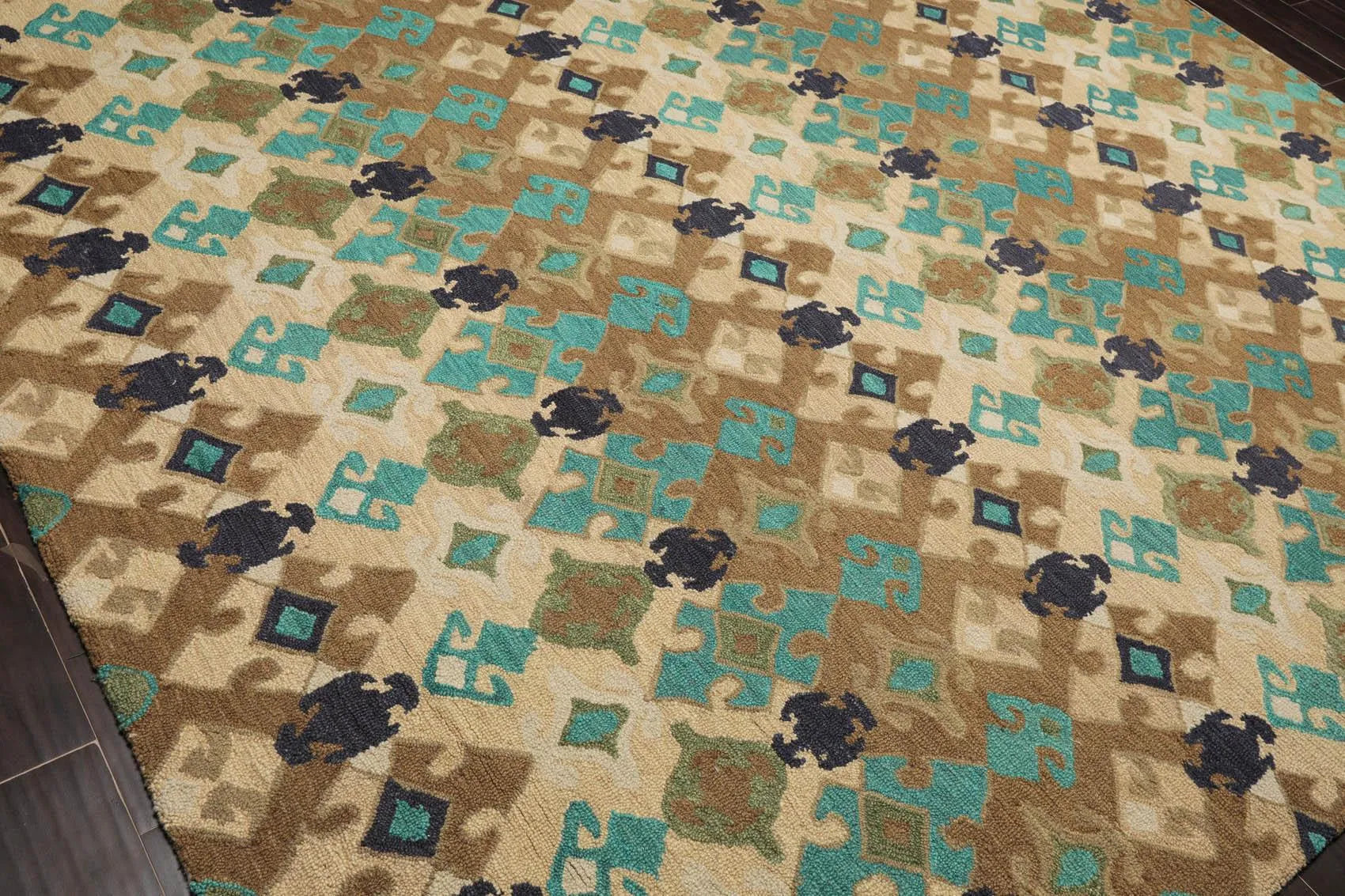 Multi Sizes Handmade 100% Wool Modern Loop & Cut Pile Area Rug Beige