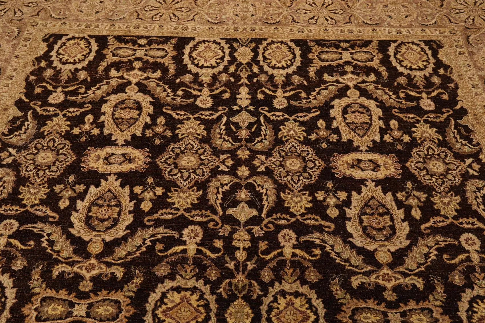 7'11'' x 10'2'' Hand Knotted 100% Wool Peshawar Oriental Area Rug Dark Chocolate