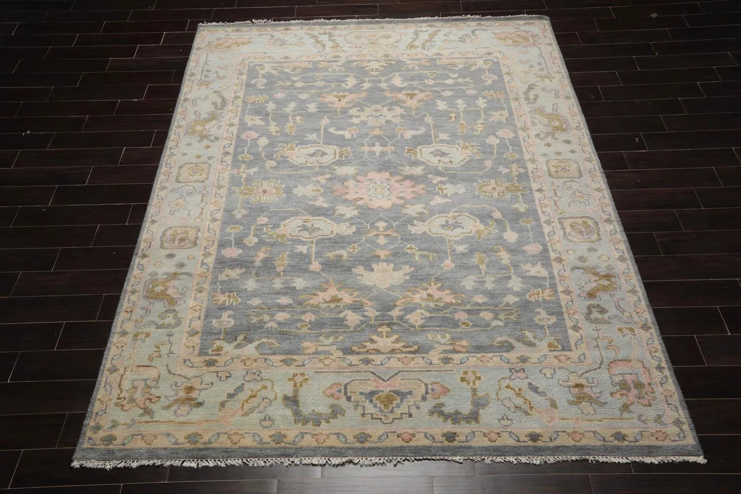 Multi Sizes LoomBloom Muted Turkish Oushak Hand Knotted Wool Traditional Area Rug Slate, Mint Color 8x10