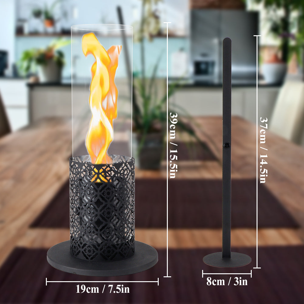 Spiral Flame Ambient Bio-Ethanol Fireplace, Tempered Glass Fire Shield, Safe and Worry-Free