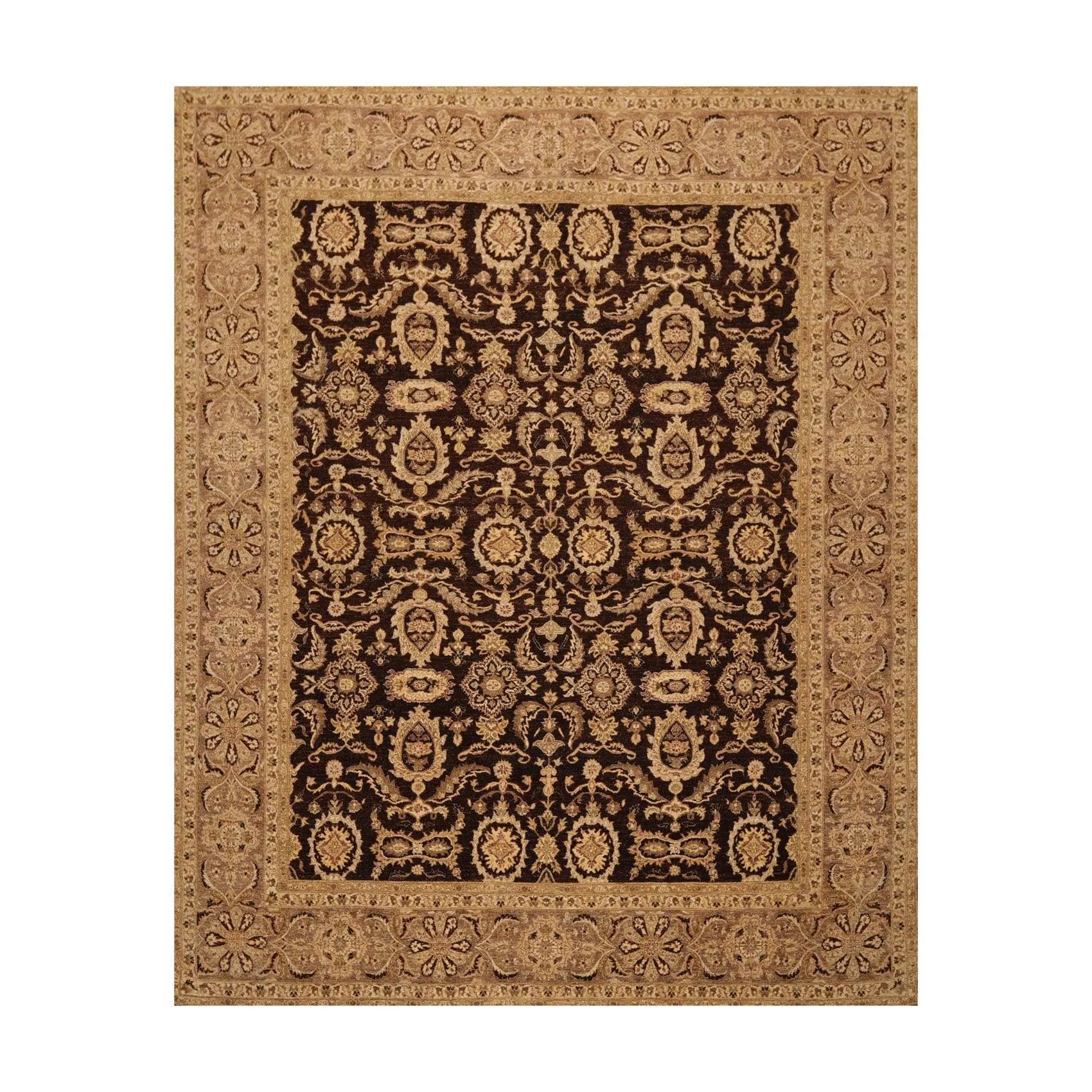 7'11'' x 10'2'' Hand Knotted 100% Wool Peshawar Oriental Area Rug Dark Chocolate