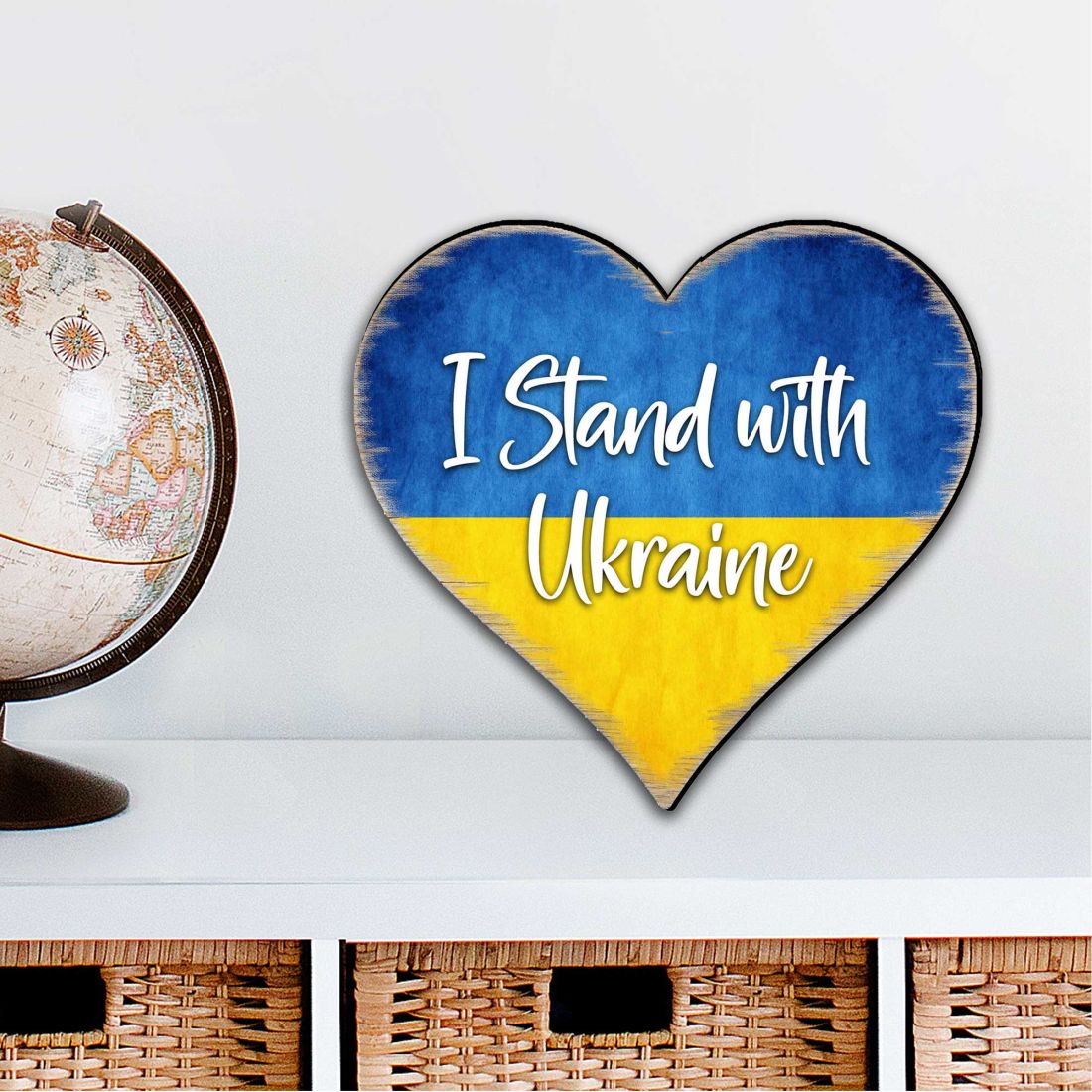 I Stand with Ukraine Heart Holiday Outdoor Decor Large Ornament - International Decor - 8187121M