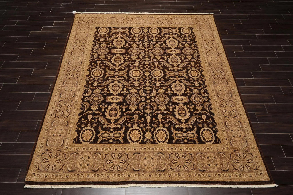 7'11'' x 10'2'' Hand Knotted 100% Wool Peshawar Oriental Area Rug Dark Chocolate