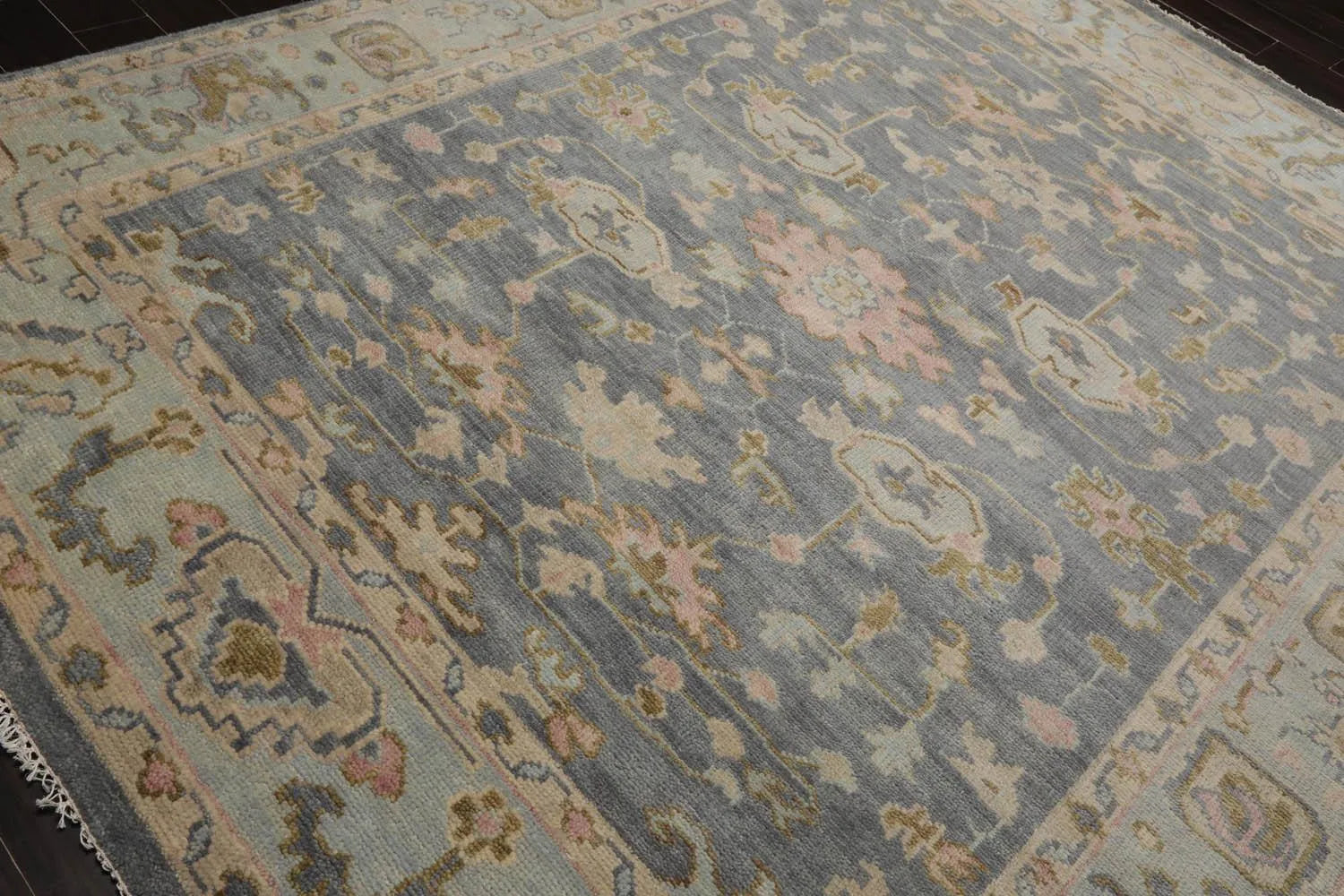 Multi Sizes LoomBloom Muted Turkish Oushak Hand Knotted Wool Traditional Area Rug Slate, Mint Color 8x10