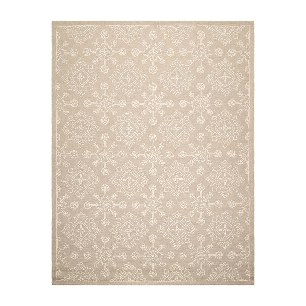 LoomBloom 7'8"x10' Beige Hand Tufted Transitional Floral 100% Wool Oriental Area Rug