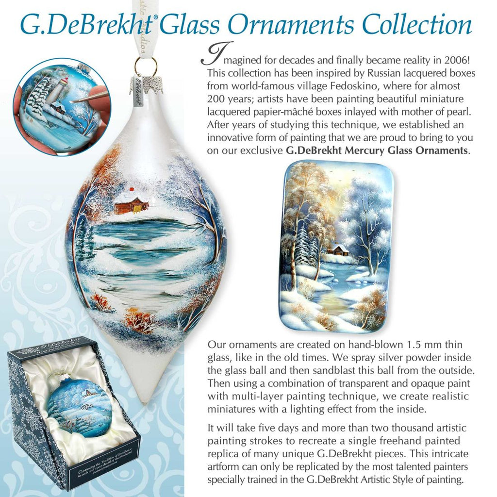 For The Pike Village Ball Glass Ornament by G. DeBrekht - Christmas Decor - 73323