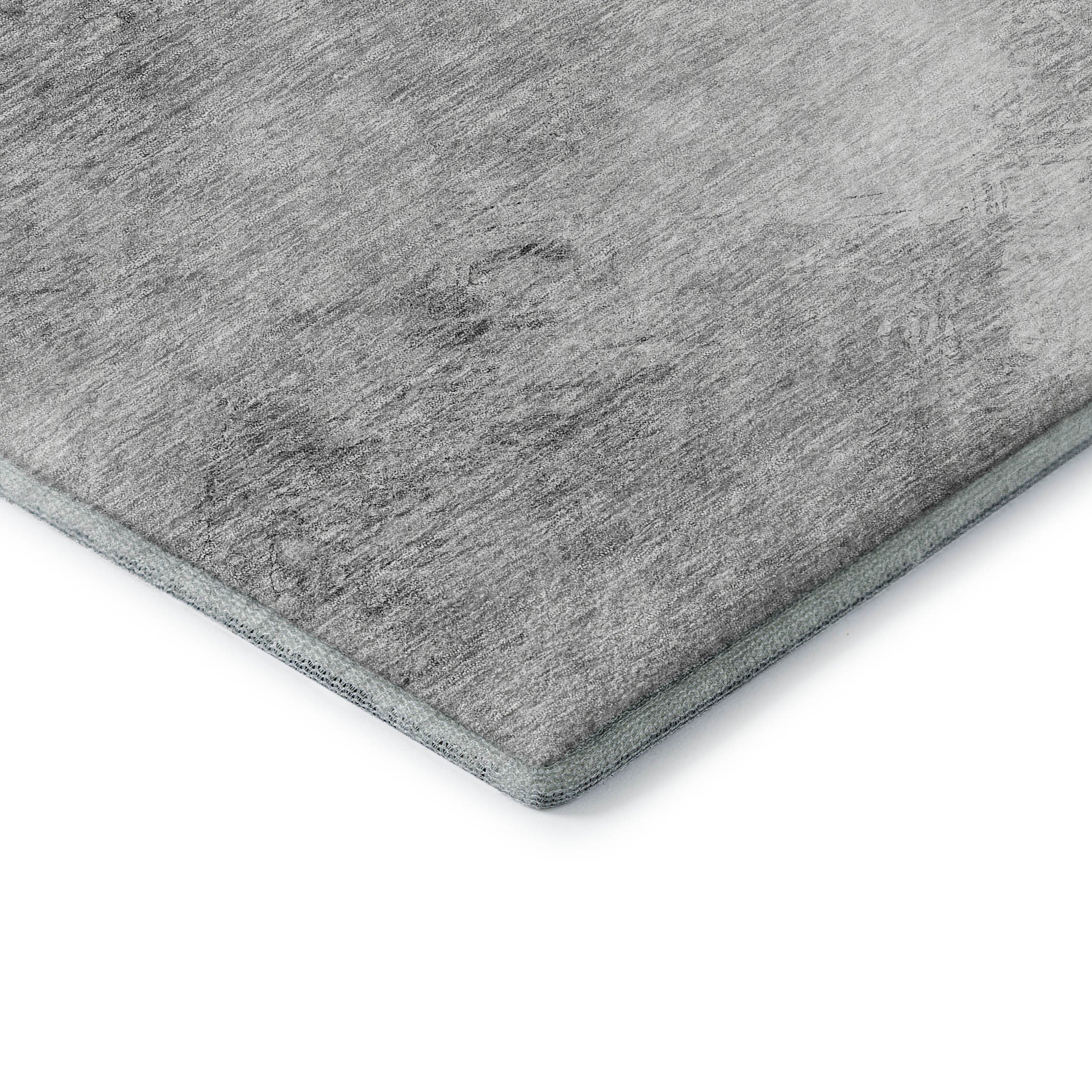 8' Silver And Gray Abstract Washable Round Rug With UV Protection