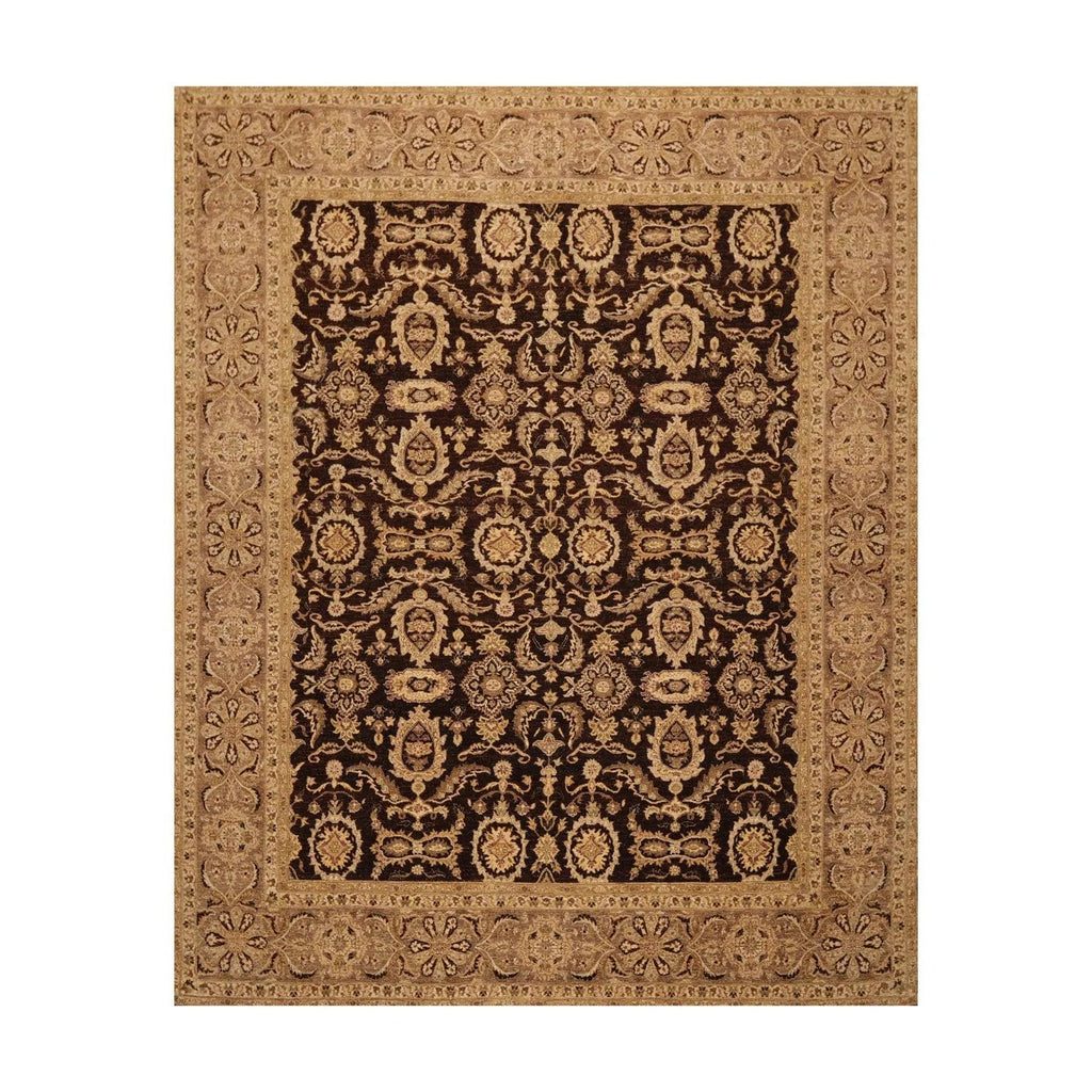 7'11'' x 10'2'' Hand Knotted 100% Wool Peshawar Oriental Area Rug Dark Chocolate