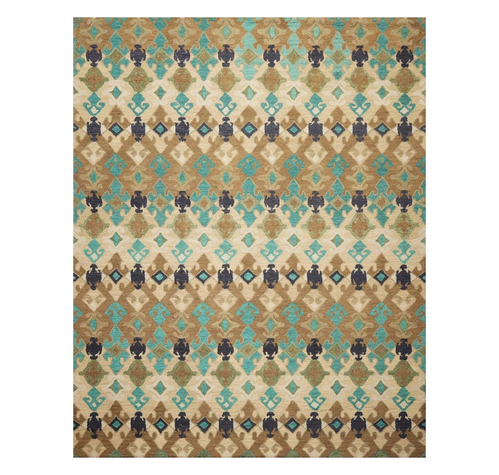Multi Sizes Handmade 100% Wool Modern Loop & Cut Pile Area Rug Beige
